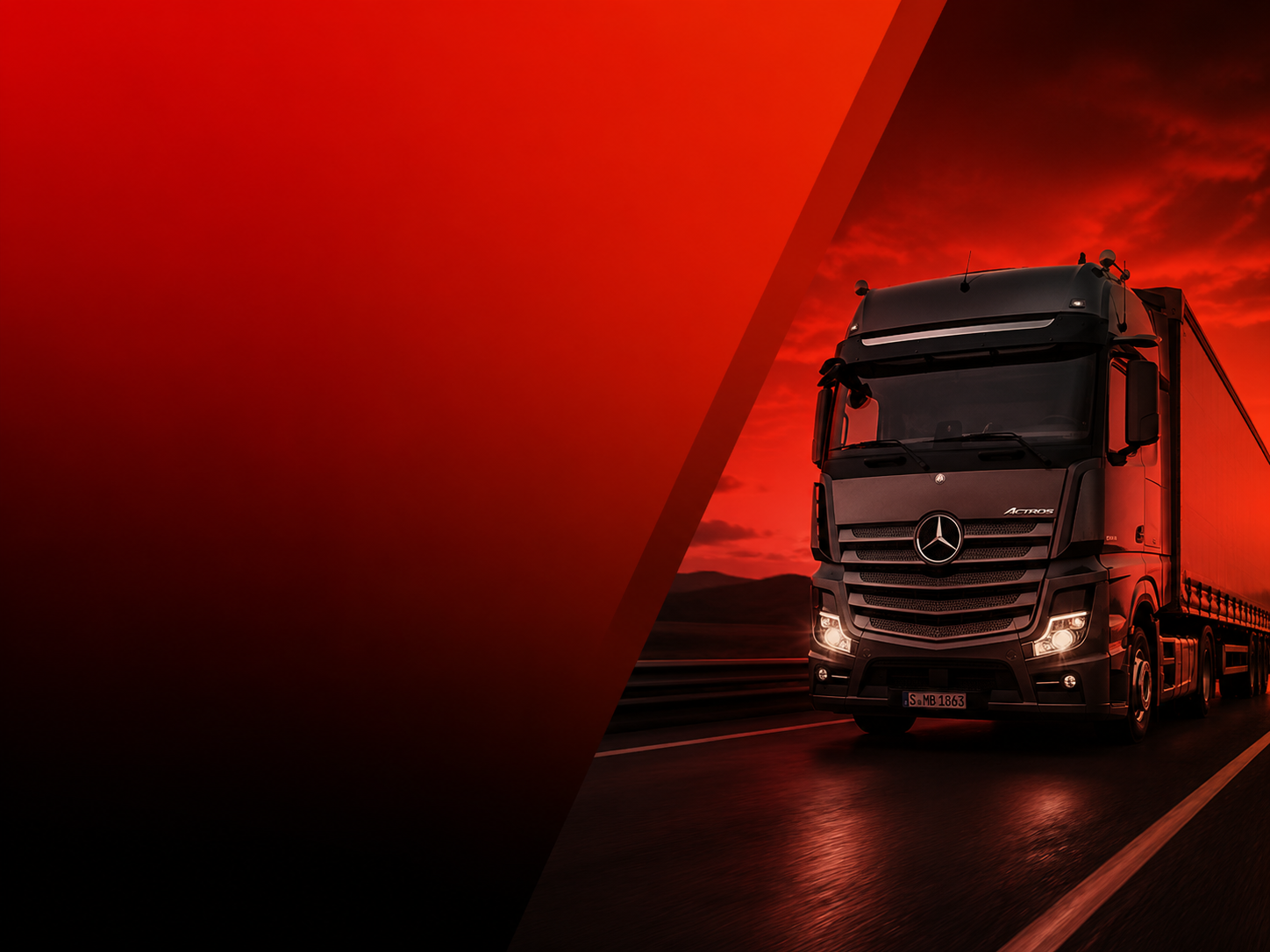 LKW-Flotte im Hintergrund